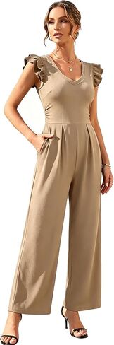 2026 New Women's One Piece Jumpsuits, Breathable V-Neck Wide Leg, Comfort Stretch Knit for Spring Summer in Saudi Arabia