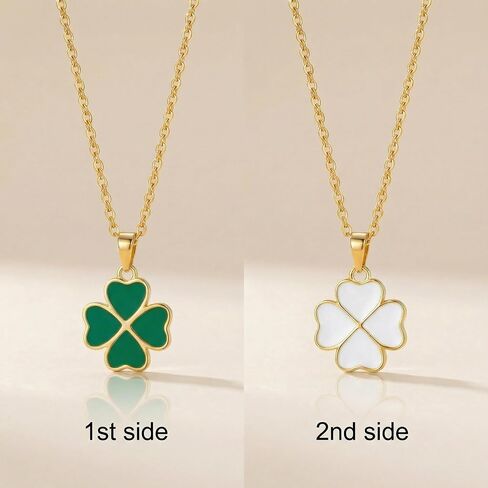 SLUYNZ Solid 925 Sterling Silver Green White Clover Necklace for Women Teens Love Four Leaf Clover Necklace Chain for St. Patrick's Day in Kuwait