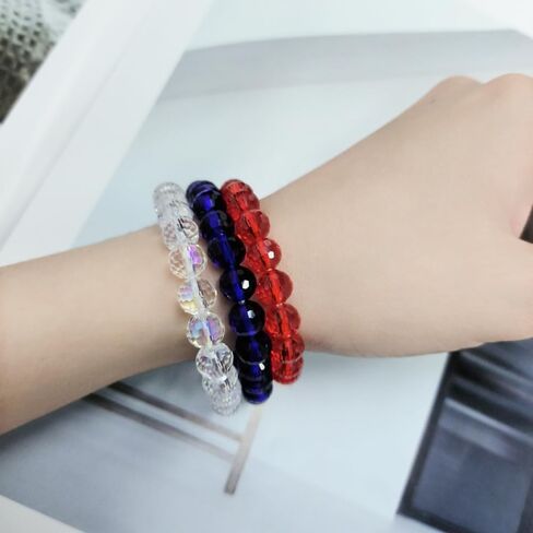 3 Pcs Patriotic USA Beaded Stretch Bracelet Minimalist for Women Men Girls Boys 4th of July American Flag Theme Bracelet Stacking Multilayered Accessory Jewelry Bohemian Freedom Independence Day National Day Gifts in Kuwait
