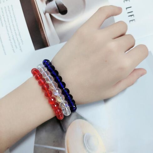 3 Pcs Patriotic USA Beaded Stretch Bracelet Minimalist for Women Men Girls Boys 4th of July American Flag Theme Bracelet Stacking Multilayered Accessory Jewelry Bohemian Freedom Independence Day National Day Gifts in Kuwait