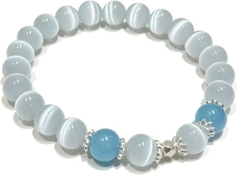 RITIM Healing Opal Bracelet for Women – Natural Opalite & Aquamarine Stretch Bracelet – Handmade Lucky Gemstone Jewelry – Elegant Positive Energy Boho Beaded Bracelet in Saudi Arabia