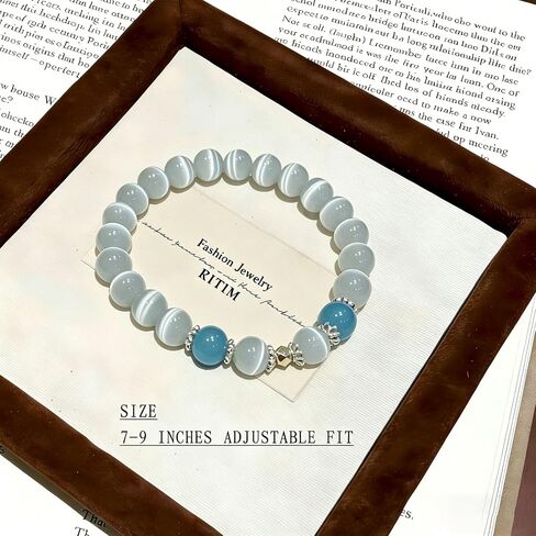 RITIM Healing Opal Bracelet for Women – Natural Opalite & Aquamarine Stretch Bracelet – Handmade Lucky Gemstone Jewelry – Elegant Positive Energy Boho Beaded Bracelet in Saudi Arabia