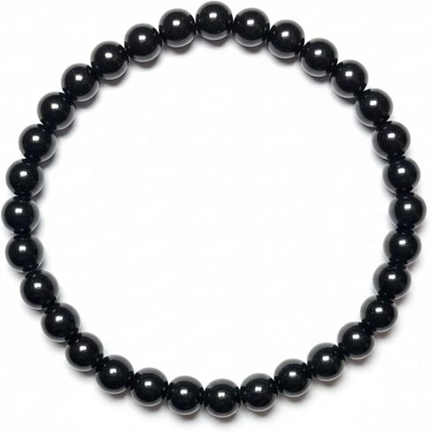 Jet Stone Stretch Bracelet for Men and Women, Natural Jet Beads, 6mm or 8mm, Lightweight Crystal in Kuwait