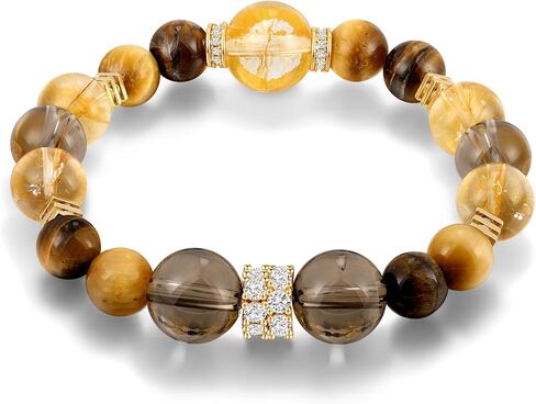 Beaded Crystal Bracelet for Women & Men, Natural Tiger Eye Stone | Chakra Bracelet, Adjustable, Anxiety Relief, Party & Gift in Kuwait