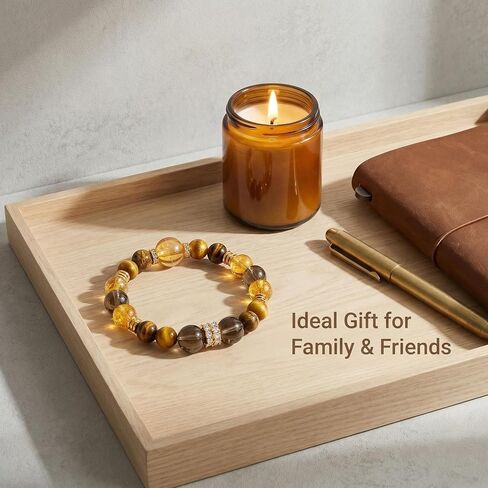 Beaded Crystal Bracelet for Women & Men, Natural Tiger Eye Stone | Chakra Bracelet, Adjustable, Anxiety Relief, Party & Gift in Kuwait