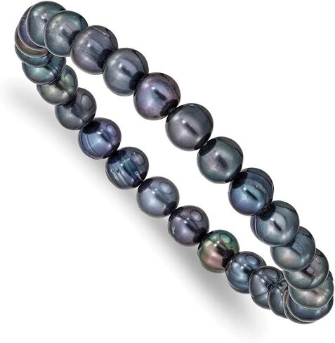 Saris and Things 6-7mm Black Freshwater Cultured Pearl Stretch Bracelet in Kuwait