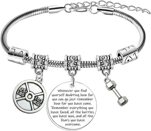 Dumbbell Workout Bracelet Fitness Bracelet Workout Weight Lifting Gifts Power Lifting Inspirational Gifts Gym Accessories for Women Men Friends Sister Sports Gym Gift in Saudi Arabia