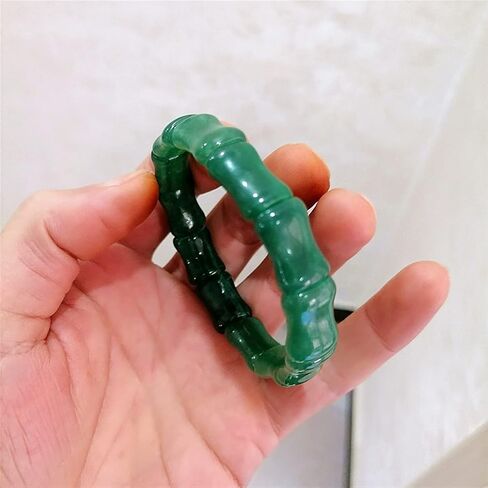 Chinese Natural Green Hand Carved Bamboo Jade Bracelet Fashion Boutique Jewelry Men and Women Green Bamboo Bracelet (Gem Color : 1) in Saudi Arabia