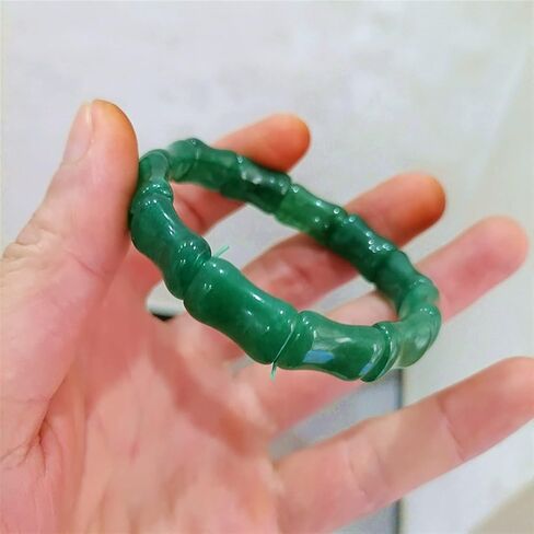 Chinese Natural Green Hand Carved Bamboo Jade Bracelet Fashion Boutique Jewelry Men and Women Green Bamboo Bracelet (Gem Color : 1) in Saudi Arabia