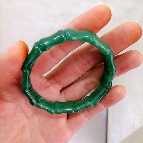 Chinese Natural Green Hand Carved Bamboo Jade Bracelet Fashion Boutique Jewelry Men and Women Green Bamboo Bracelet (Gem Color : 1) in Saudi Arabia