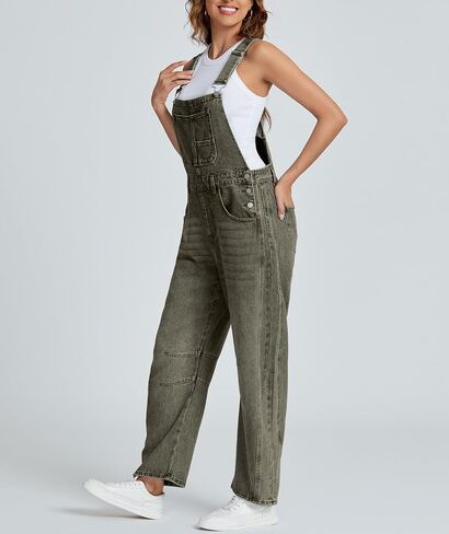SCOFEEL Women's Baggy Denim Overalls Loose Fit Barrel Leg Bib Jean Overall Jumpsuit with Adjustable Straps Denim Romper in Kuwait