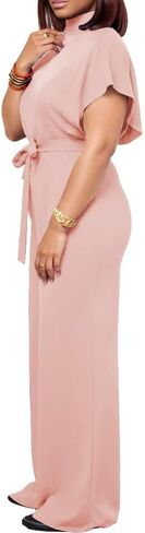 Ulovmi Womens Jumpsuits Dressy Formal Elegant Wide Leg Romper Jumpsuit Wedding Guest Party Cocktail One Piece Outfits Pink XL in Saudi Arabia