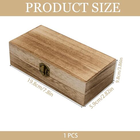Wooden Storage Box Brown 7.8x3.86x2.82 Inch | Hinged Lid, Decorative Container, for Jewelry, Desk Organizer in Saudi Arabia
