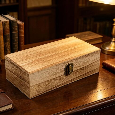 Wooden Storage Box Brown 7.8x3.86x2.82 Inch | Hinged Lid, Decorative Container, for Jewelry, Desk Organizer in Saudi Arabia