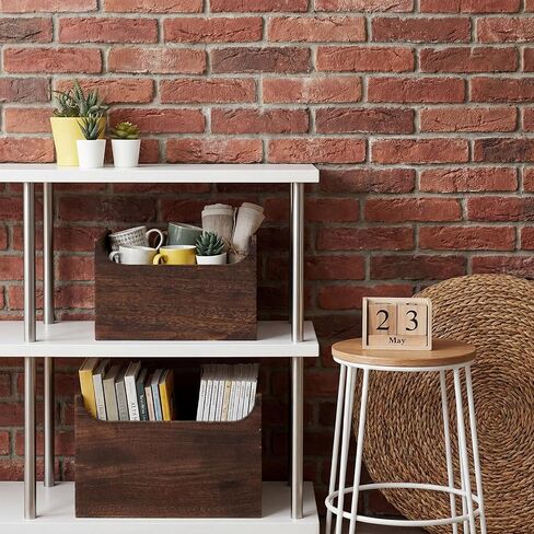 Novabright 4 Pack Wood Crates Nesting Storage Baskets Multiple Sizes Decorative Farmhouse Wooden Organizer Crates Boxes with Open Front and Handle Rustic for Bread Fruit Vegetable Kitchen Bathroom in Kuwait