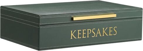 Hushee Decorative Storage Boxes with Lids 14.17 x 8.66 x 3.54 Inches Sage Green PU Leather Jewelry Box Organizer with Gold Handle Are to Store Photos Documents Keepsakes in Kuwait