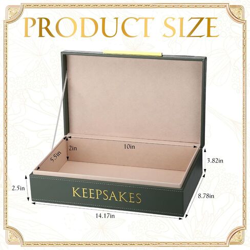 Hushee Decorative Storage Boxes with Lids 14.17 x 8.66 x 3.54 Inches Sage Green PU Leather Jewelry Box Organizer with Gold Handle Are to Store Photos Documents Keepsakes in Kuwait