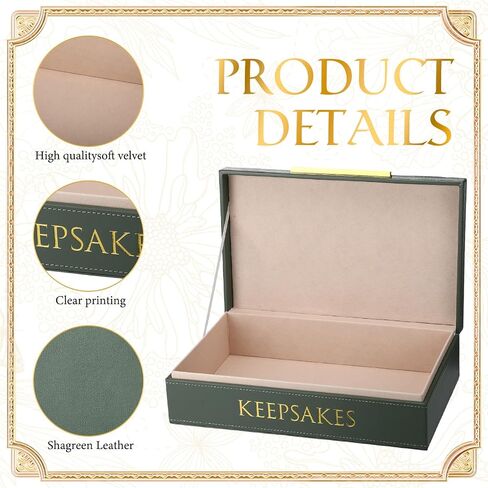 Hushee Decorative Storage Boxes with Lids 14.17 x 8.66 x 3.54 Inches Sage Green PU Leather Jewelry Box Organizer with Gold Handle Are to Store Photos Documents Keepsakes in Kuwait