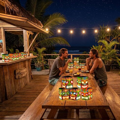 18pcs Hawaiian Luau Party Decorations Set – Tiki Totem Pole Boxes for Aloha Signs, Bar Decor, Tropical Birthday Supplies in Saudi Arabia