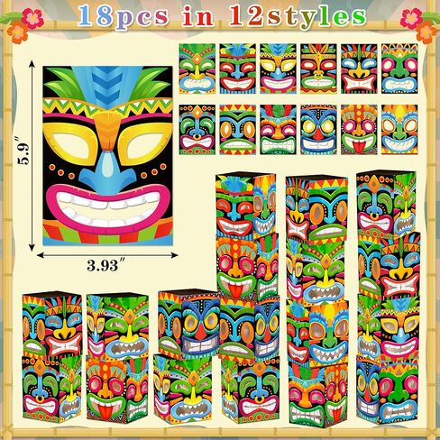18pcs Hawaiian Luau Party Decorations Set – Tiki Totem Pole Boxes for Aloha Signs, Bar Decor, Tropical Birthday Supplies in Saudi Arabia