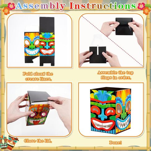 18pcs Hawaiian Luau Party Decorations Set – Tiki Totem Pole Boxes for Aloha Signs, Bar Decor, Tropical Birthday Supplies in Saudi Arabia
