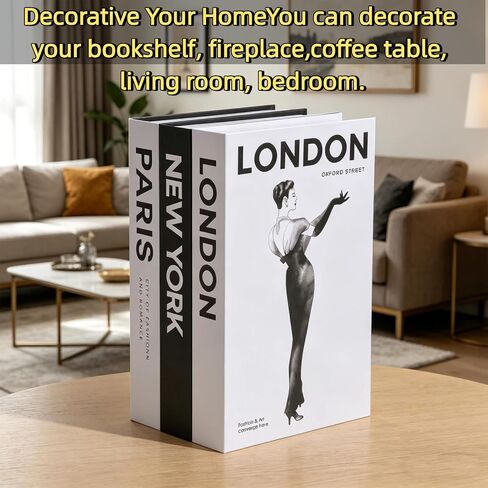 Decorative Books for Home Decor,Set of 3 Stylish Fake Books of Room Books Decor Aesthetic, Coffee Table Decor,Living Room, Table, Shelf Decor,Black and White Fake Books Modern Stacked Display in Saudi Arabia