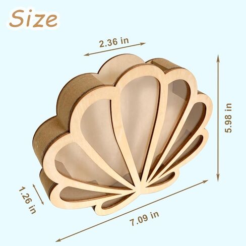 Seashell Display Case with Acrylic Panel, Seashell Holder Display Box, Wooden Shadow Box Sea Shell Shark Tooth Memory Keepsake Storage Collection Case, Coastal Room Decor Ocean Themed Gifts in Saudi Arabia