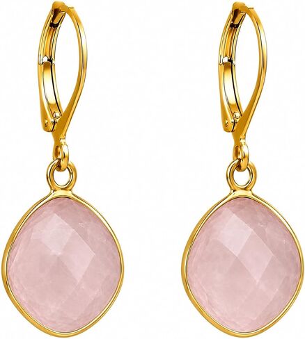 Gempires 14k أقراط مطلية بالذهب عيار 14 قيراط من الأحجار الكريمة على الظهر أقراط متدلية للنساء مجوهرات خفيفة الوزن للارتداء الرسمي واليومي in Kuwait