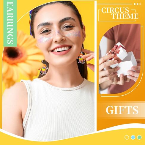 Liliaafar 24 Pairs Circus Earrings Bulk Carnival Party Decorations Funny Acrylic Clown Monkey Elephant Earrings for Women Cartoon Jewelry Birthday Gift in Saudi Arabia