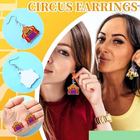 Liliaafar 24 Pairs Circus Earrings Bulk Carnival Party Decorations Funny Acrylic Clown Monkey Elephant Earrings for Women Cartoon Jewelry Birthday Gift in Saudi Arabia