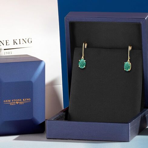 Gem Stone King 14K Yellow Gold Gemstone Birthstone Leverback Drop Dangle Earrings for Women | Oval 8X6MM | Fine Jewelry for Her Mom Wife in Kuwait