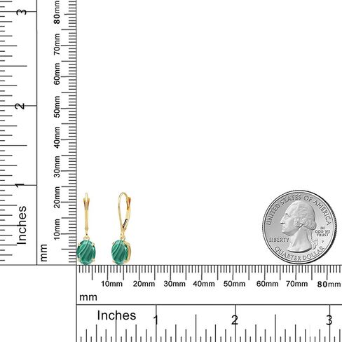 Gem Stone King 14K Yellow Gold Gemstone Birthstone Leverback Drop Dangle Earrings for Women | Oval 8X6MM | Fine Jewelry for Her Mom Wife in Kuwait