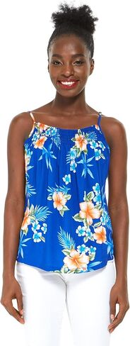 Matchable Couple Hawaiian Luau Shirt or Spaghetti Strap Top in Hibiscus Blue in Saudi Arabia