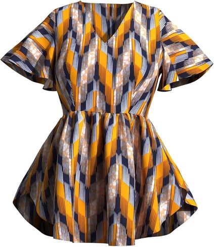 XIAOHUAGUA African Print Tops for Women Ankara Tribal Kente Wax Summer Cap Sleeve Blouse Tunic Top Shirt in Saudi Arabia