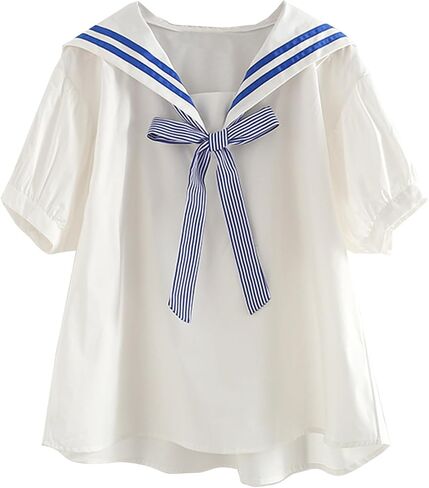 Women's JK Uniform Shirt Sailor Collar Necktie Loose Blouse Tops in Saudi Arabia