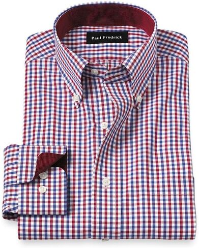 Paul Fredrick Men's Slim Fit Non-Iron Cotton Gingham Dress Shirt in Saudi Arabia
