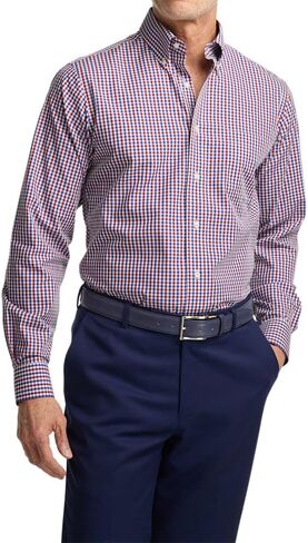 Paul Fredrick Men's Slim Fit Non-Iron Cotton Gingham Dress Shirt in Saudi Arabia