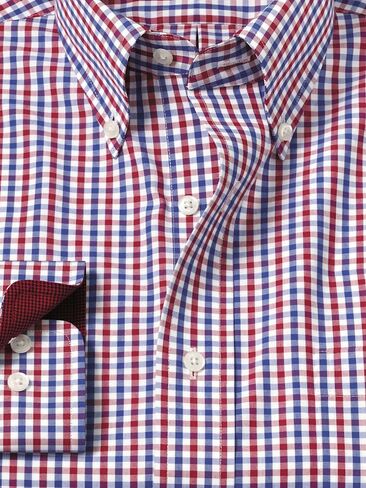 Paul Fredrick Men's Slim Fit Non-Iron Cotton Gingham Dress Shirt in Saudi Arabia