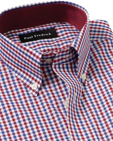 Paul Fredrick Men's Slim Fit Non-Iron Cotton Gingham Dress Shirt in Saudi Arabia