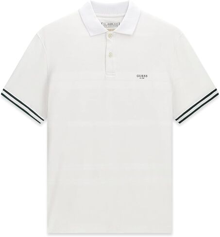 Guess Men's Eco Short Sleeve Jacqaurd Detailed Polo in Kuwait