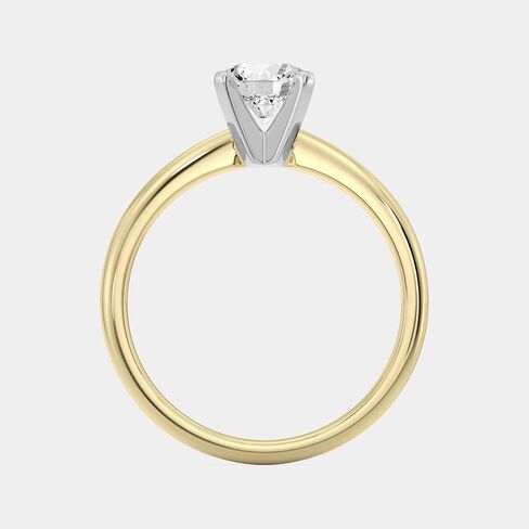 GILDED 1 Carat Lab Grown Diamond Wedding Anniversary Engagement Ring in 10K Yellow Gold Round Cut Solitaire (E-F Color, VS-SI Clarity) Ring Size 4-10 in Saudi Arabia