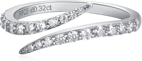 CYW Moissanite Eternity Wave Rings for Women, Adjustable Open Ring, Really Authentic Solid 925 Sterling Silver, Stackable Pinky Ring, Birthday Valentines Anniversary Ideal Gift for Her in Saudi Arabia