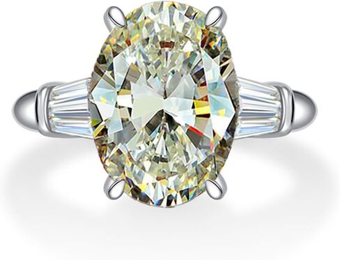 925 Sterling Silver Promise Rings for Women, 5ct Oval Cut Yellow Moissanite Ring 10x14mm, Ideal for Wife for Anniversary in Saudi Arabia