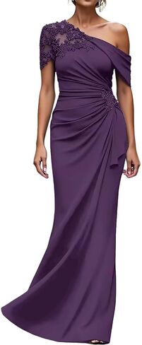 Lace Chiffon Mother of The Bride Dress Mermaid One Shoulder Formal Evening Gowns for Women in Kuwait