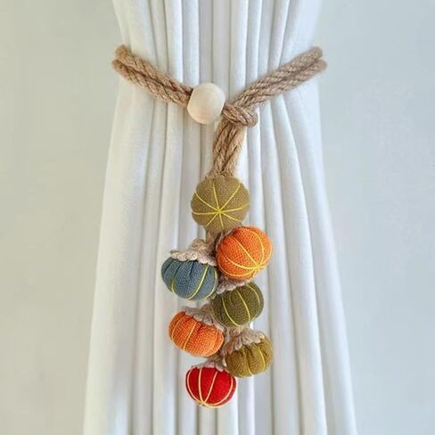 2pcs Halloween Curtain Tiebacks, Tiny Pumpkin String Tie Backs - Adjustable Rope Cute Decor for Window Treatment Small Size in Kuwait
