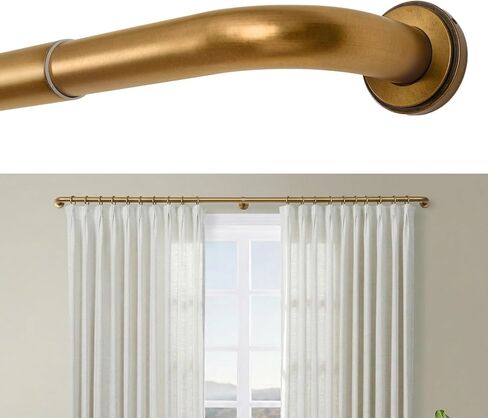 TWOPAGES French Return Curtain Rod 120 to 170 Inch, 1.25 Inch Gold Room Darkening Window Rod, Adjustable Wrap Around Blackout Curtain Rod for Living Room & Bedroom, Heavy Duty Metal, Burnished Brass in Saudi Arabia