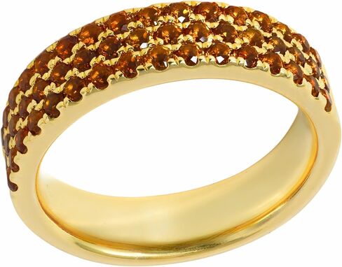 925 Sterling Silver 14K Yellow Gold Plated Genuine Citrine Band Ring. Size 7 in Kuwait