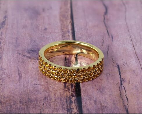 925 Sterling Silver 14K Yellow Gold Plated Genuine Citrine Band Ring. Size 7 in Kuwait