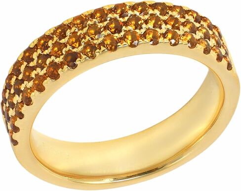 925 Sterling Silver 14K Yellow Gold Plated Genuine Citrine Band Ring. Size 7 in Kuwait