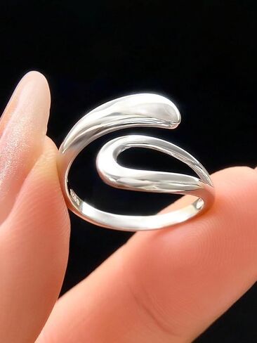 1pc 925 Silver Water Drops Glossy Adjustable Ring Thumb Ring For Women Sterling Silver Fashionable Fine Ladies Jewelry Gift Early Fashion Trends in Kuwait